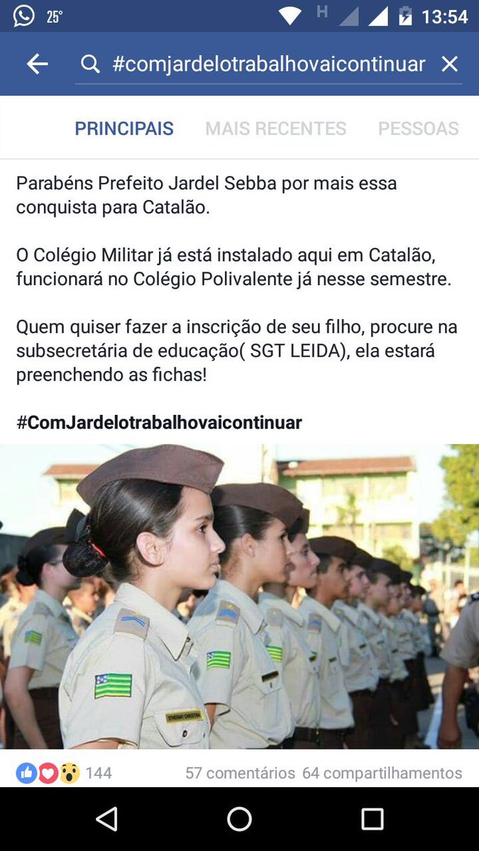 CyntiaKiaraMelo's tweet photo. Parabéns Pref @jardelsebba45 COLÉGIO MILITAR P CATALÃO uma grande conquista #OrgulhoDeViverAqui #PrefeitoQueTrabalha https://t.co/YDE6aQpeNC