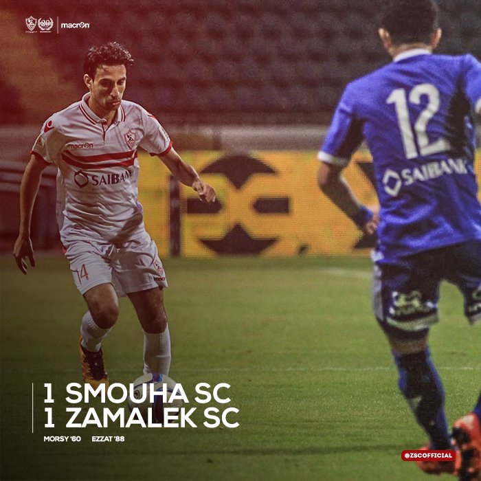ZSCOfficial's tweet photo. نهاية المباراة. سموحة 1-1 الزمالك. #SSCvZSC https://t.co/Gv6TdyC2cW