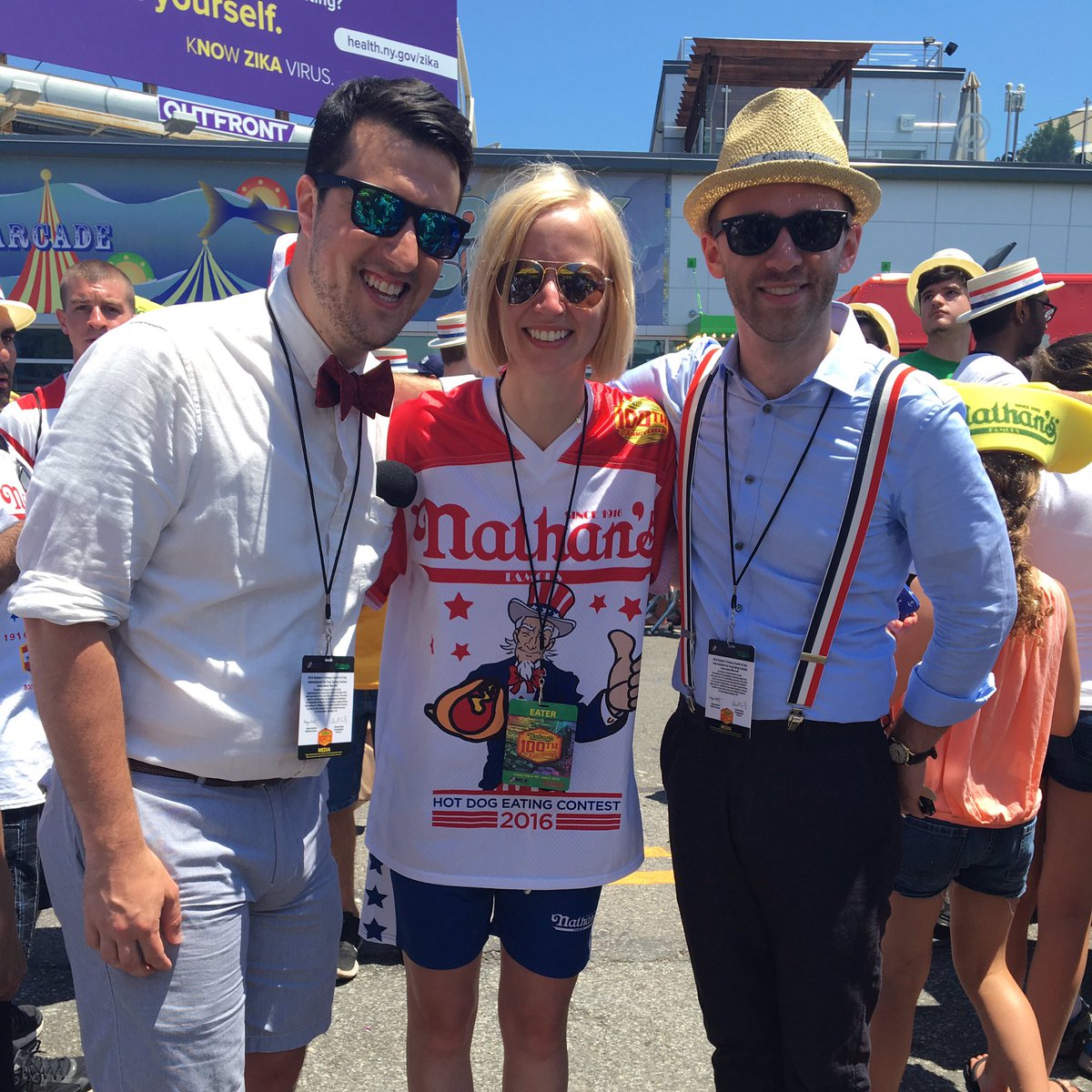 FBTSpod's tweet photo. The #BoxBitches were out in full force at the #NathansHotDogEatingContest @deepfrieddiva https://t.co/976ty3atCx