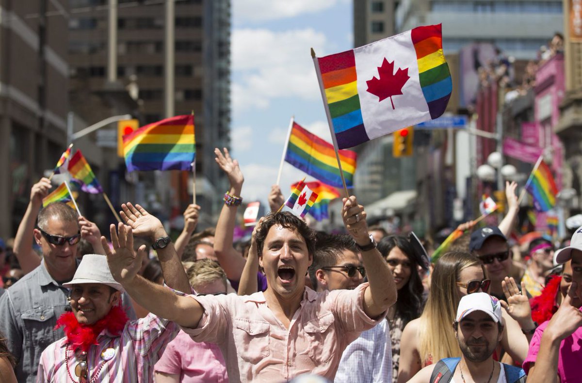 internetheat's tweet photo. Canadian Prime Minister Justin Trudeau participates at the annual Pride Festival parade in Toronto. #PrideFestival https://t.co/UmvmSzr0dF