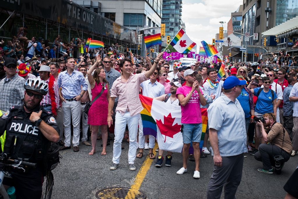 internetheat's tweet photo. Canadian Prime Minister Justin Trudeau participates at the annual Pride Festival parade in Toronto. #PrideFestival https://t.co/UmvmSzr0dF