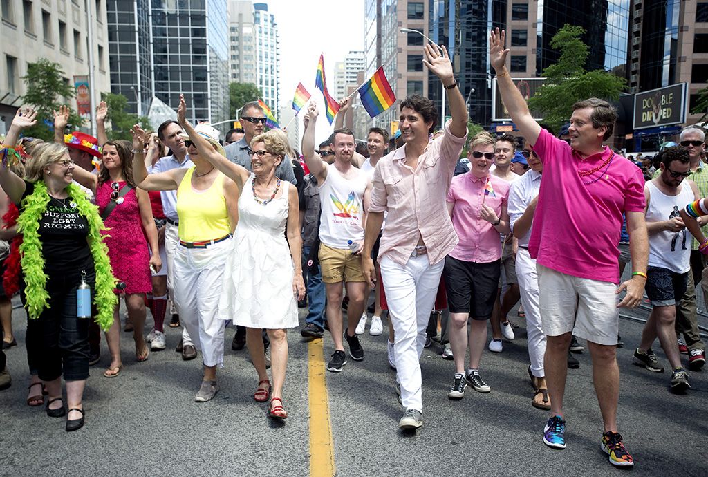 internetheat's tweet photo. Canadian Prime Minister Justin Trudeau participates at the annual Pride Festival parade in Toronto. #PrideFestival https://t.co/UmvmSzr0dF