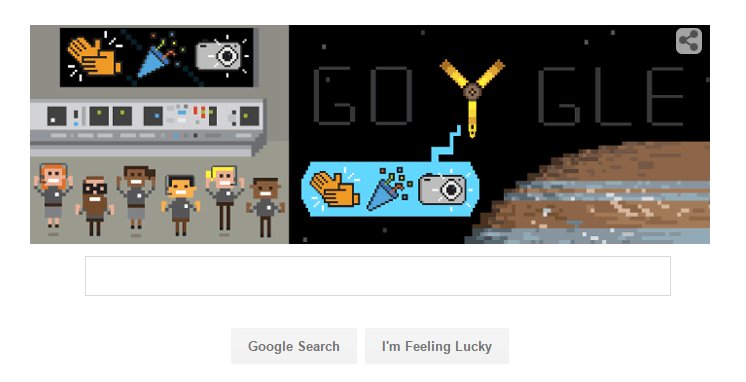 Midnart's tweet photo. So #GoogleDoodle, is that #Juno or the #FluxCapacitor? https://t.co/D9wAqcu5Ia