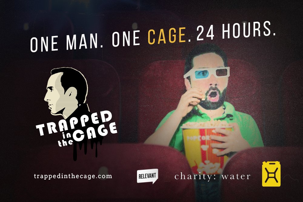 Releart's tweet photo. One Man. One Cage. 24 Hours. 
#TrappedIntheCage @jessecarey @RELEVANTpodcast #releart https://t.co/0C54Tjubdk