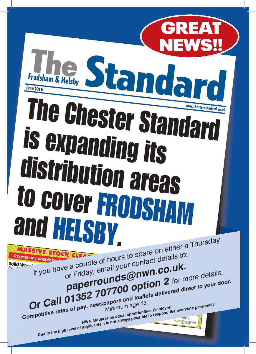 We're launching the Frodsham &amp; Helsby Standard this week (<a href="/FrodshamHelsby/">Frod & Hel Standard</a>) ... can you help distribute copies?