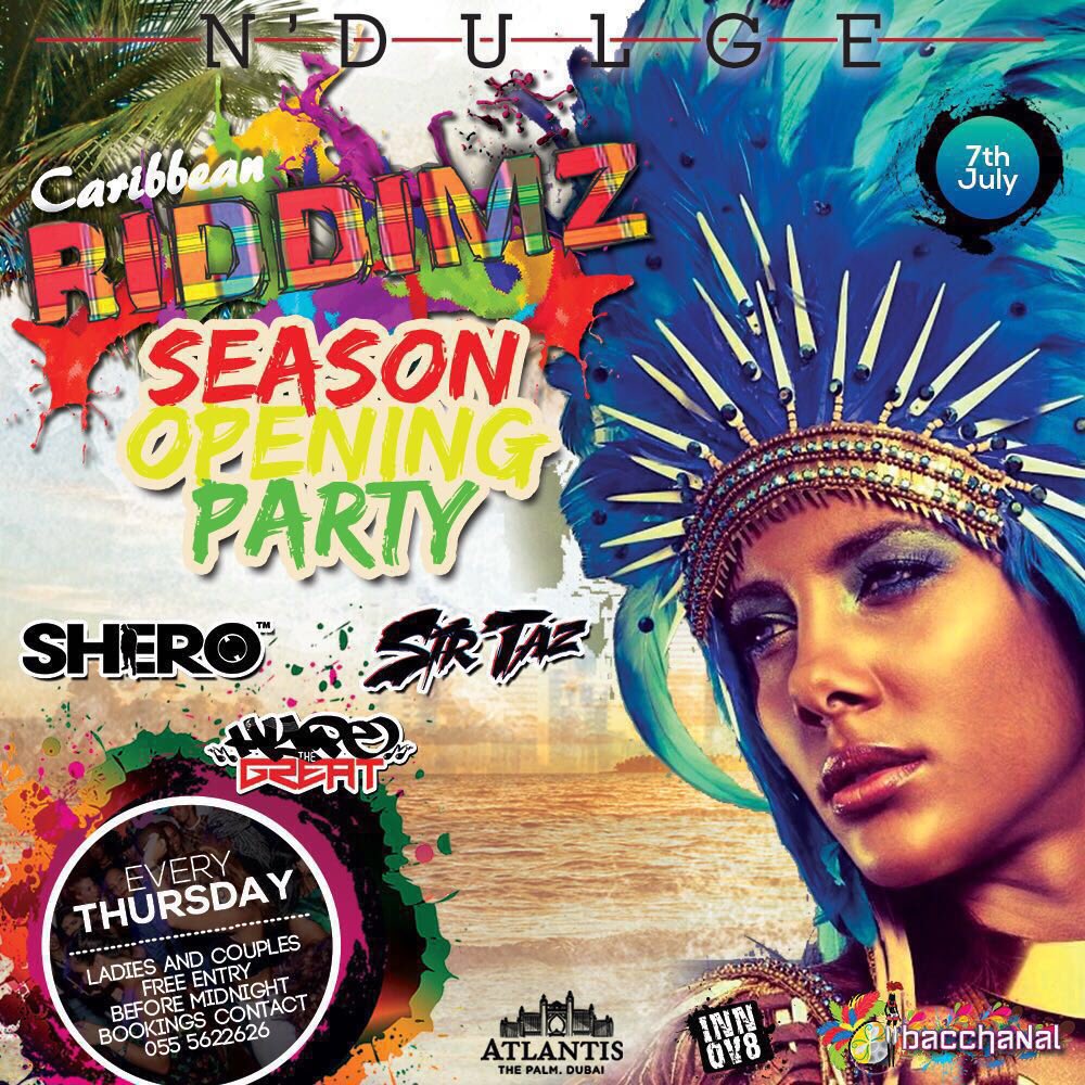 innov8uae's tweet photo. Not long to go before the island madness is back @Ndulge with @HypeTheGreat @sherodj &amp; @DJSirTaz #CaribbeanRiddimz https://t.co/cciXmR9pzr
