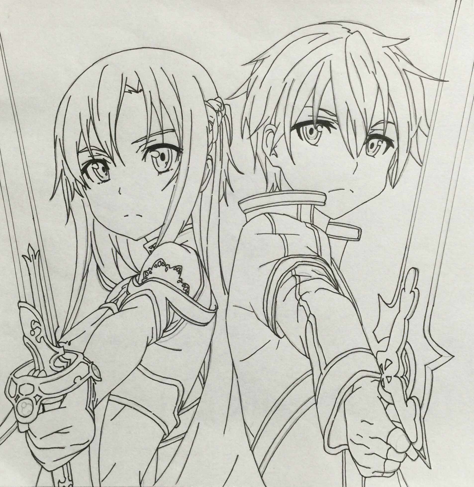 乗っ取られた… on Twitter: "キリトとアスナ描いてみました！！！ #模写 #ソードアート・オンライン #SAO #イラスト基地