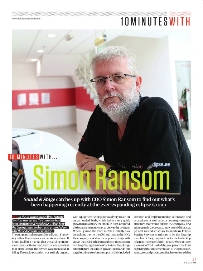 eclipseDubai's tweet photo. This month, #SoundandStage sat down with the #eclipsedxb Group COO Simon Ransom @DPME_dotcom https://t.co/820wi7AvDa https://t.co/eYVWByClyg