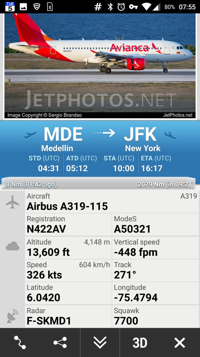 FlightEmergency's tweet photo. #Squawk7700 
#AV42 from Medellin to New York 
https://t.co/yccjT2bfql

/ @CivMilAir https://t.co/SoU34VQkDW