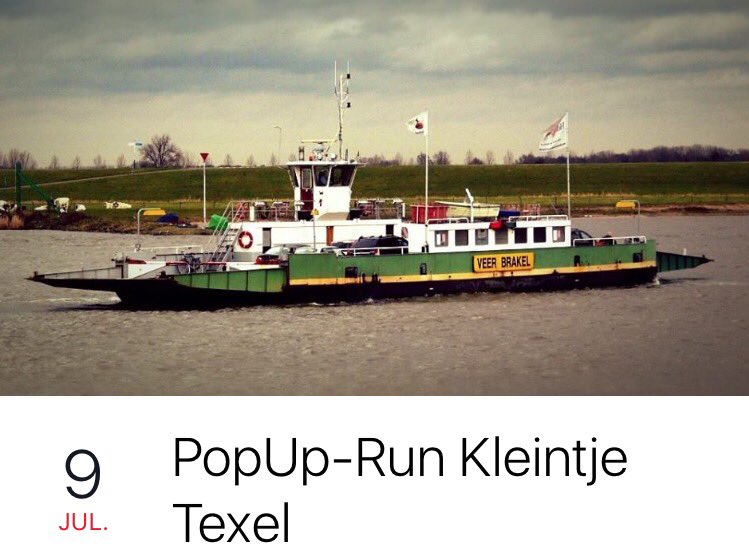 Start vanaf een veerboot! Zaterdag 9 juli #popuprun #kleintjetexel bit.ly/kleintjetexel - <a href="/texelatletiek/">Texel Halve Marathon</a> training
