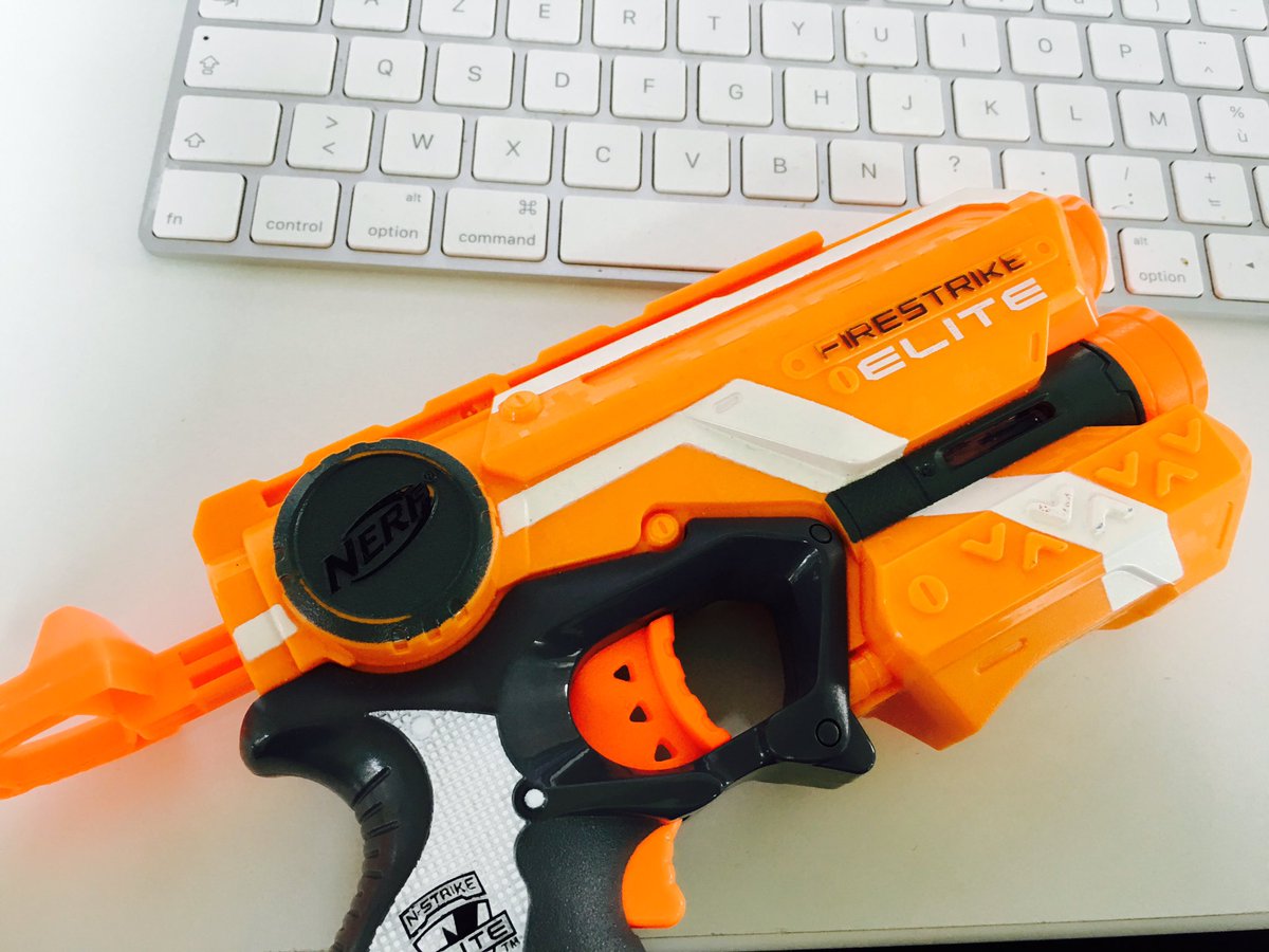GennaElvin's tweet image. When a #nerf is as much a necessity as a keyboard, you know your #culture is important #tadaweb