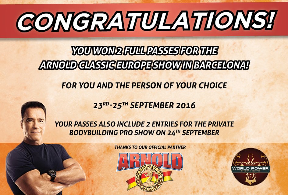 The winner is FRANCESCO PIGNATTI - pls get in touch with us before Friday to receive your @ArnoldClassicEu tickets!