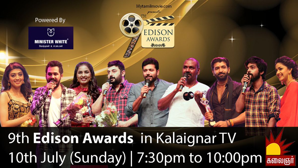 edison_awards's tweet photo. Most awaited Grand #9thEdisonawards show at #Kalaignartv 7.30pm @rameshlaus @hiphoptamizha @nikkigalrani @gvprakash https://t.co/yPy2Puu3TJ