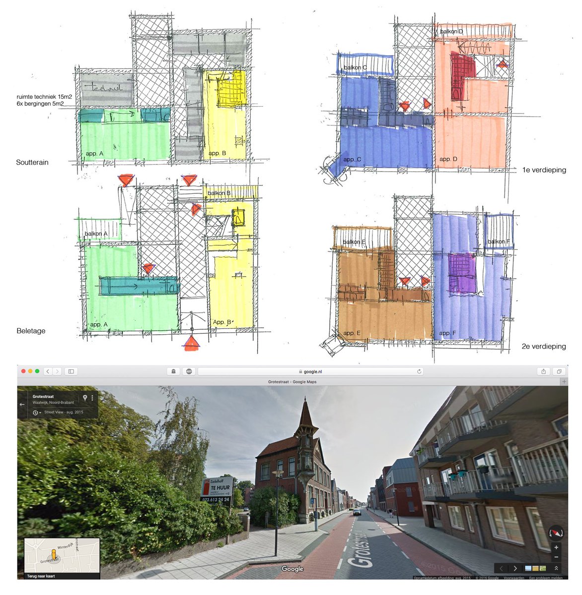 HuibKoman's tweet photo. Schetsplan / verkavelingsstudie voor 6 appartementen in fantastisch rijksmonument in #Waalwijk. https://t.co/yhYDepeFb1