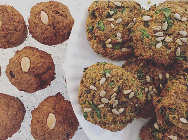 Muffins &amp; quinoa-wortel-spinazie biscuits! Allemaal homemade 💚