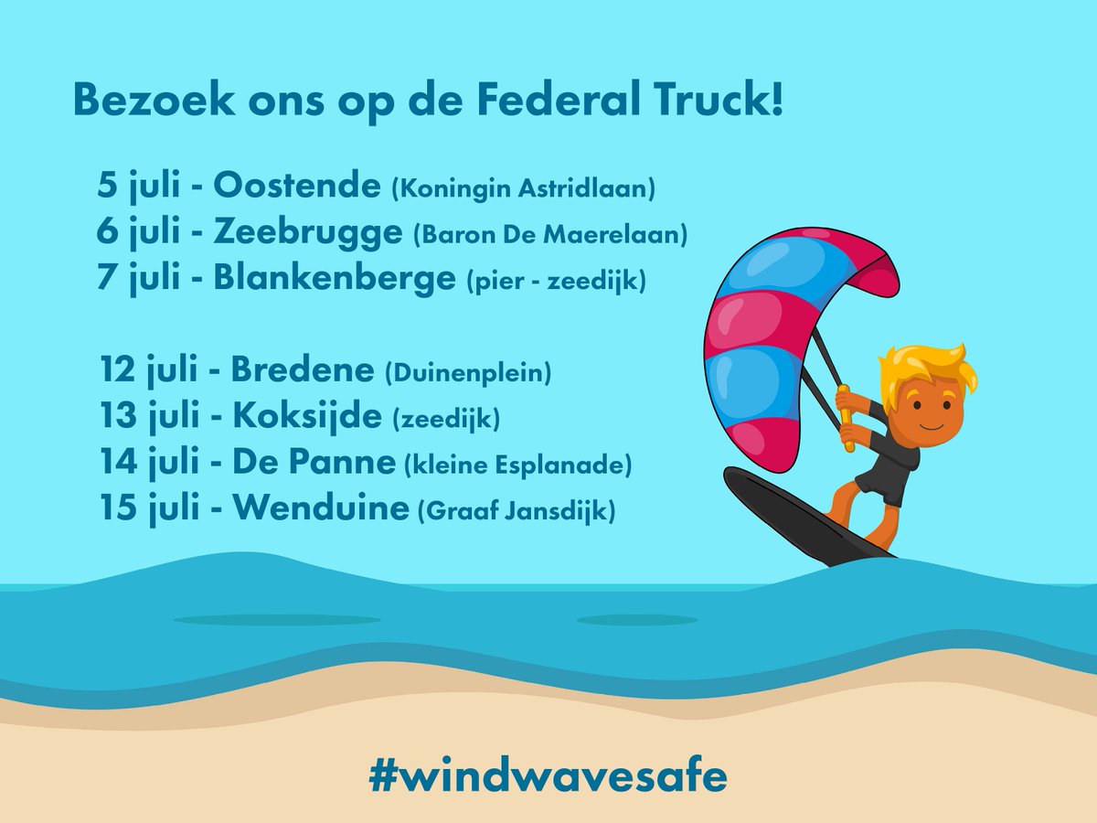 FODMobiliteit's tweet photo. Trek je naar de kust? Bezoek vandaag de @federaltruck in #Oostende @stadaanzee #windwavesafe https://t.co/btV1wlSoqK https://t.co/jSAYhrbXRP