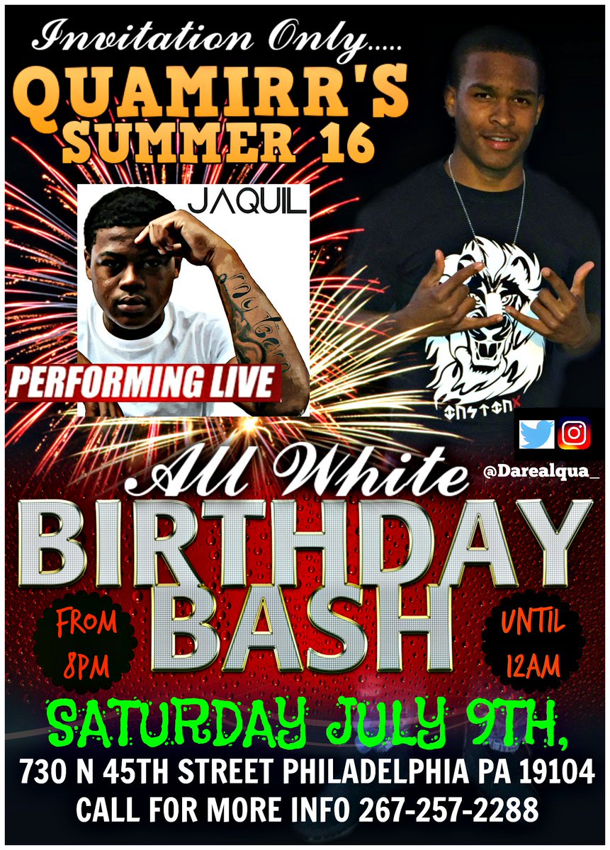 streetmusicgen's tweet photo. BIRTHDAY BASH FOR @Darealqua_ BOOOOOOM!! @DuceSupreme215 @jaquil_58 @5600_Daz @G5Naz   #INVITATION ONLY!!🚨🚨🚨🎤🎤🎤🎂🎂🎂🍾🍾 https://t.co/iuqhvu9NaG