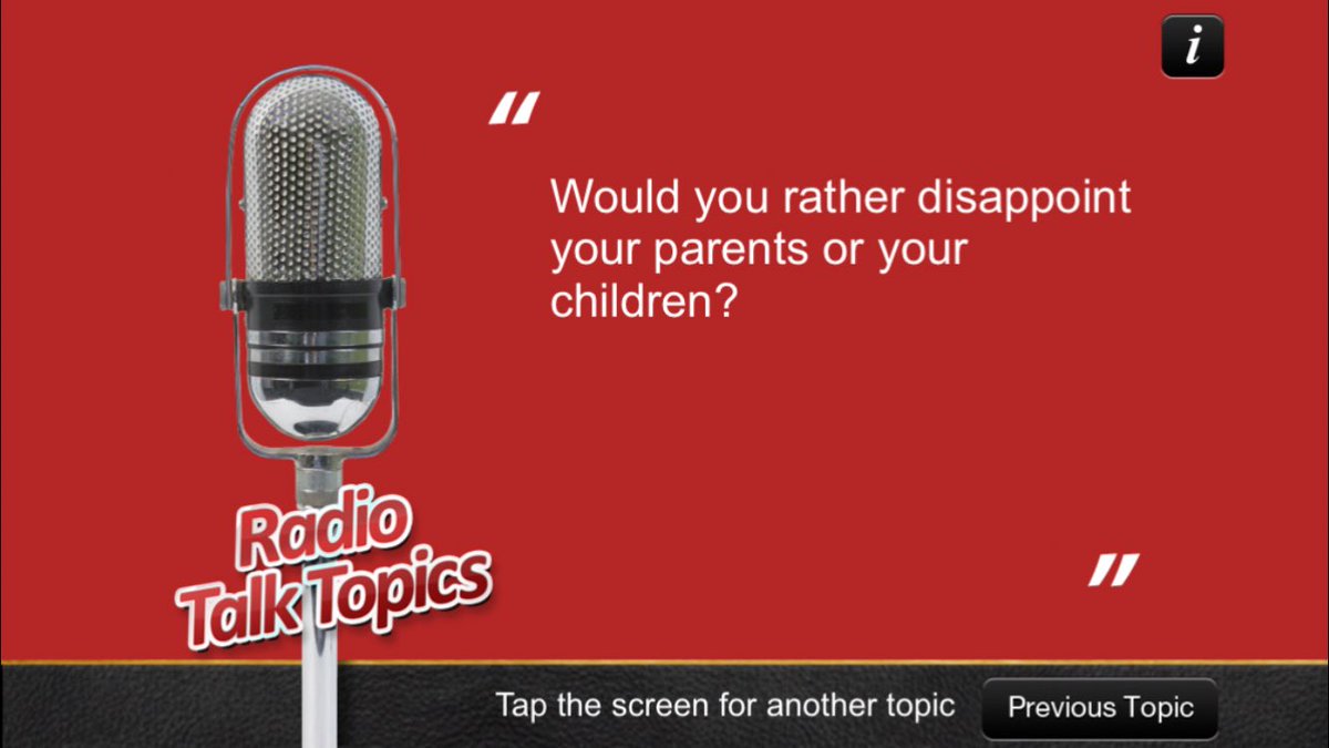 RadioTalkTopics's tweet image. For 100s of topics to get your audience texting, tweeting and calling, buy our iPhone app Radio Talk Topics #radio