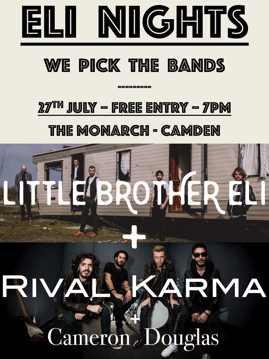 Little Brother Eli (@littlebroeli) on Twitter photo #LONDON SHOW
Excited to add <a href="/CameronDMusic/">Cameron Douglas</a> to the line up with <a href="/rivalkarma/">Rival Karma</a>
CLICK HERE: facebook.com/events/1097391… #LONDON SHOW
Excited to add <a href="/CameronDMusic/">Cameron Douglas</a> to the line up with <a href="/rivalkarma/">Rival Karma</a>
CLICK HERE: facebook.com/events/1097391…