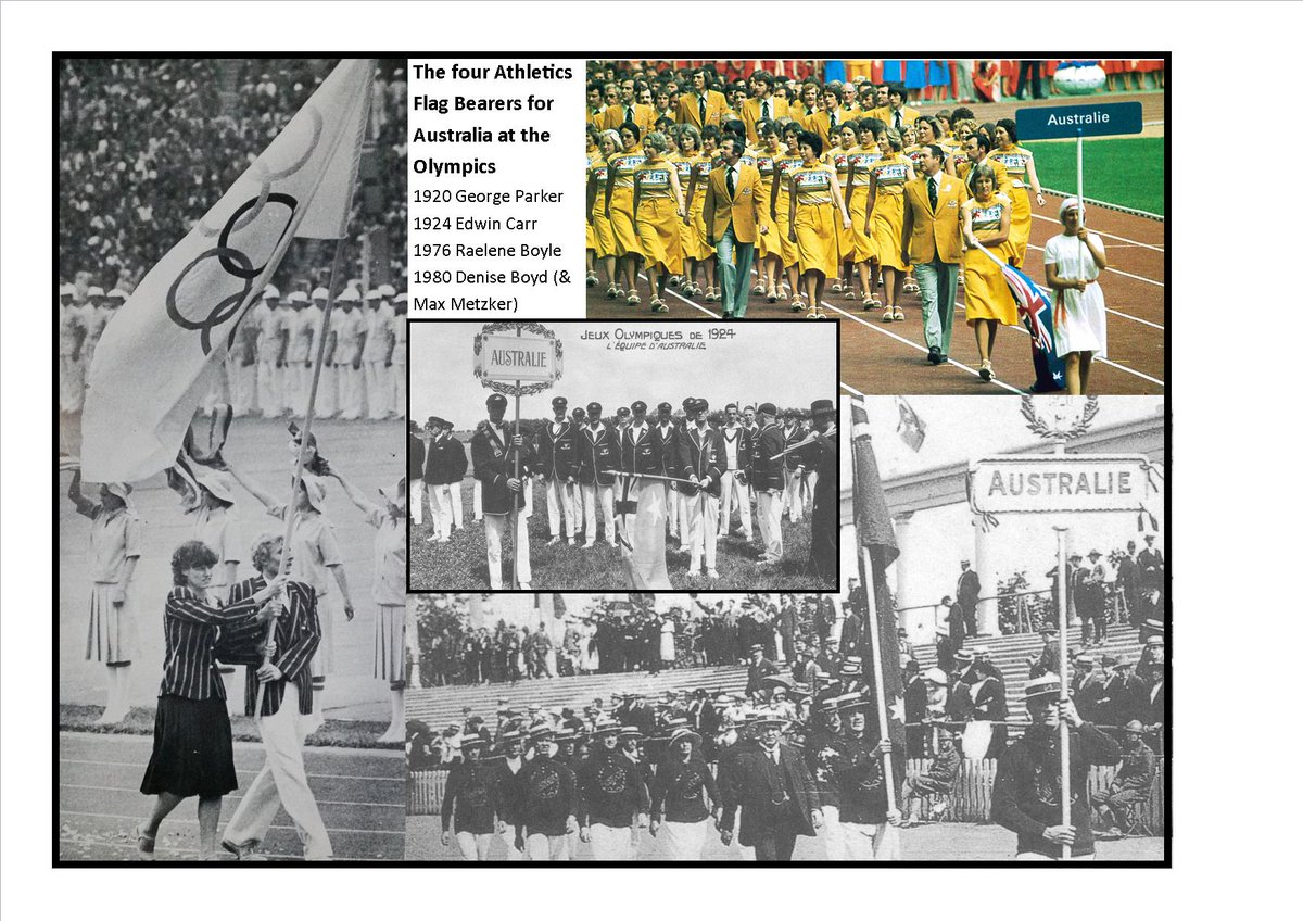 David_Tarbotton's tweet photo. 4 Athletics Flag Bearers for @AUSOlympicTeam
1920 George Parker
1924 Edwin Carr
1976 Raelene Boyle
1980 Denise Boyd https://t.co/xM7RqcwtgD