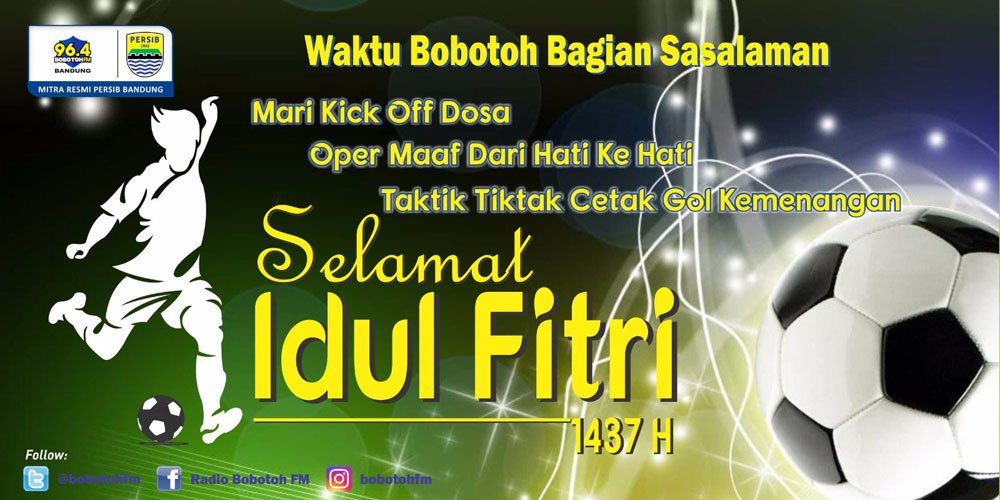 persib's tweet photo. Waktu Bobotoh bagian sasalaman, Selamat Hari Raya Idul Fitri 1437 H, mohon maaf lahir batin @bobotohfm https://t.co/IZrnlS4wsy