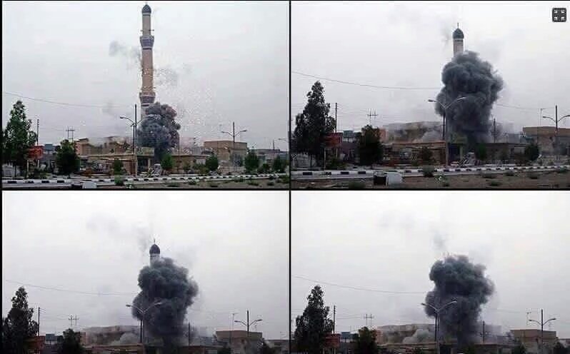 صورة يتداولها نشطاء من #العرق  لتفجير مسجد الفردوس في مدينة #الفلوجة قبل قليل من قبل مليشيات الحشد الشيعي.