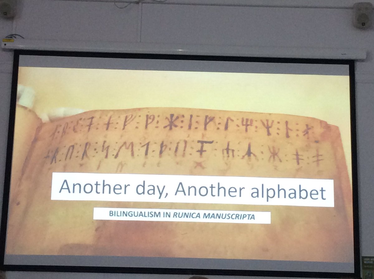 LangChart's tweet photo. #s612 is on multilingualism in Anglo-Saxon England. First up is Aya van Renterghem on runic alphabets #IMC2016 https://t.co/Z39sFICbDX