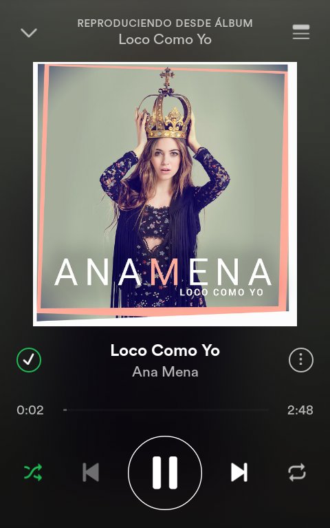 ayaouiam's tweet photo. Es lo maaaaas @AnaMenaMusic me encanta #LocoComoYo #EsLoMas @SpotifySpain me encanta no tengo palabras #Bravooo 👏👏😘🎶 https://t.co/9trXGJQf2v