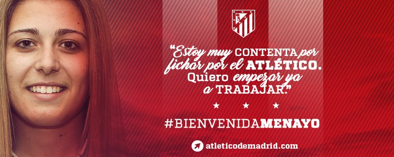 AtletiFemenino's tweet photo. FICHAJE 📝 @CarmenMenayo, primer refuerzo para la próxima temporada. #BienvenidaMenayo ➡ https://t.co/yTM0BENSbF https://t.co/4iz2haZnlo