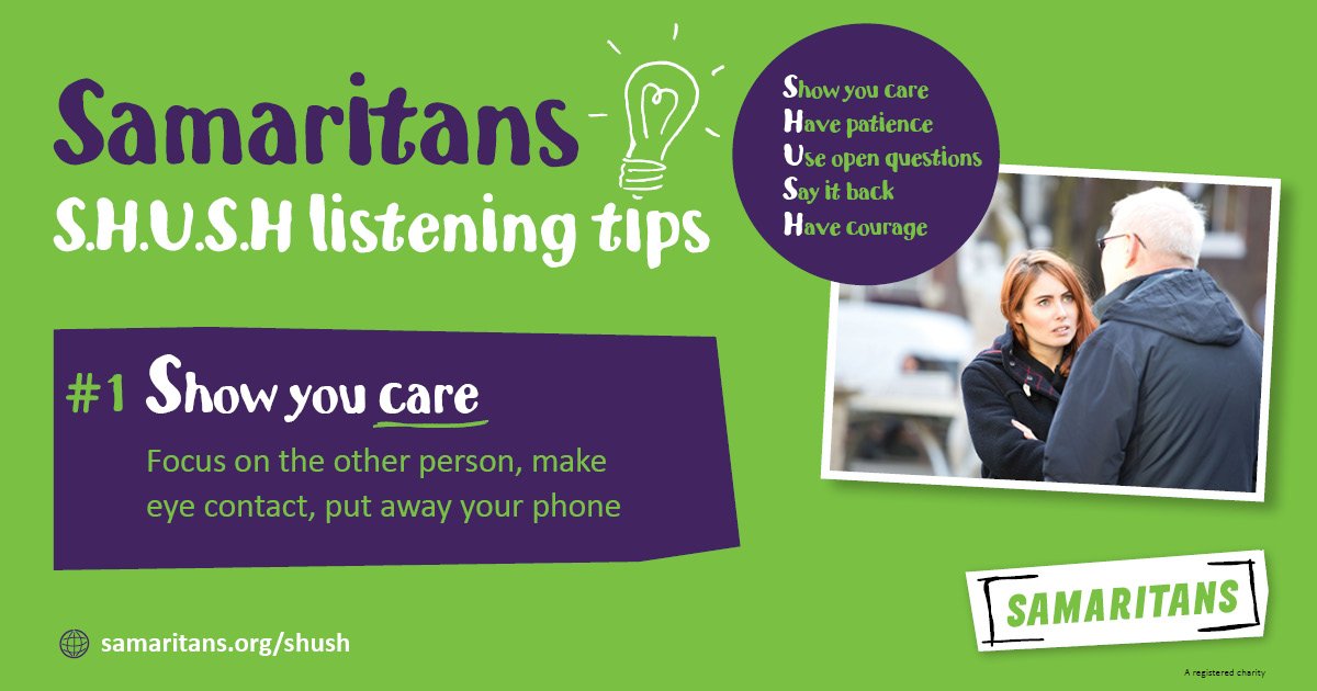 5 ways to become a better listener! Tip no 1: show you care #TalkToUs samaritans.org/media-centre/o…