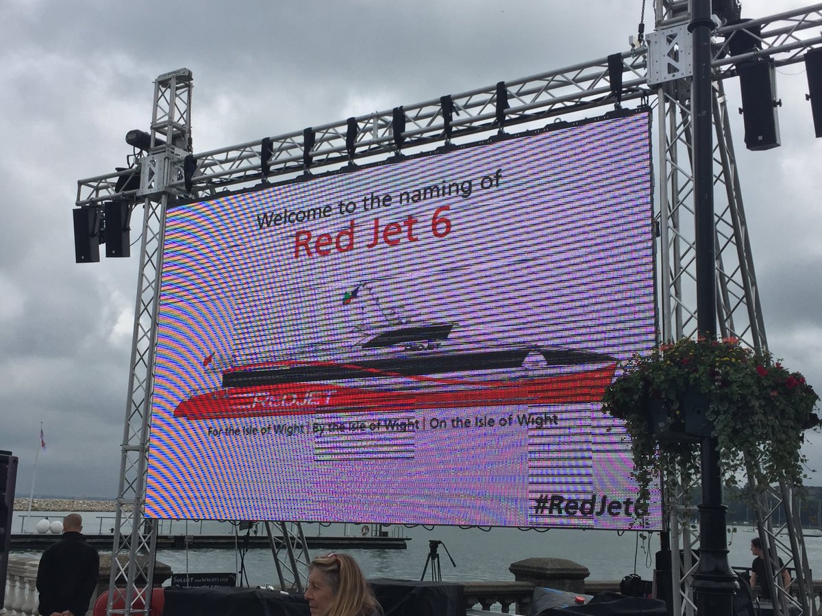 bigscreenmedia's tweet photo. Big Screen Media were pleased to provide a screen, audio and filming  services for the naming of Red Jet 6 https://t.co/L0Epzusm6W