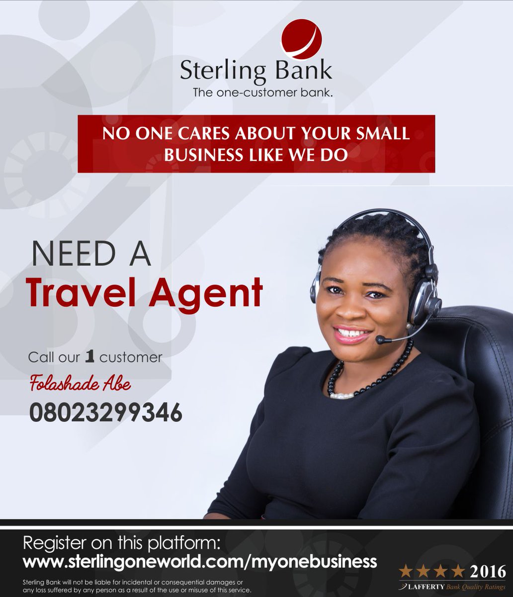 Sterling_Bankng's tweet image. Meet our #OneCustomer, Folashade Abe. Call her for your Travel Agent services. We care about SMEs! #SterlingCares