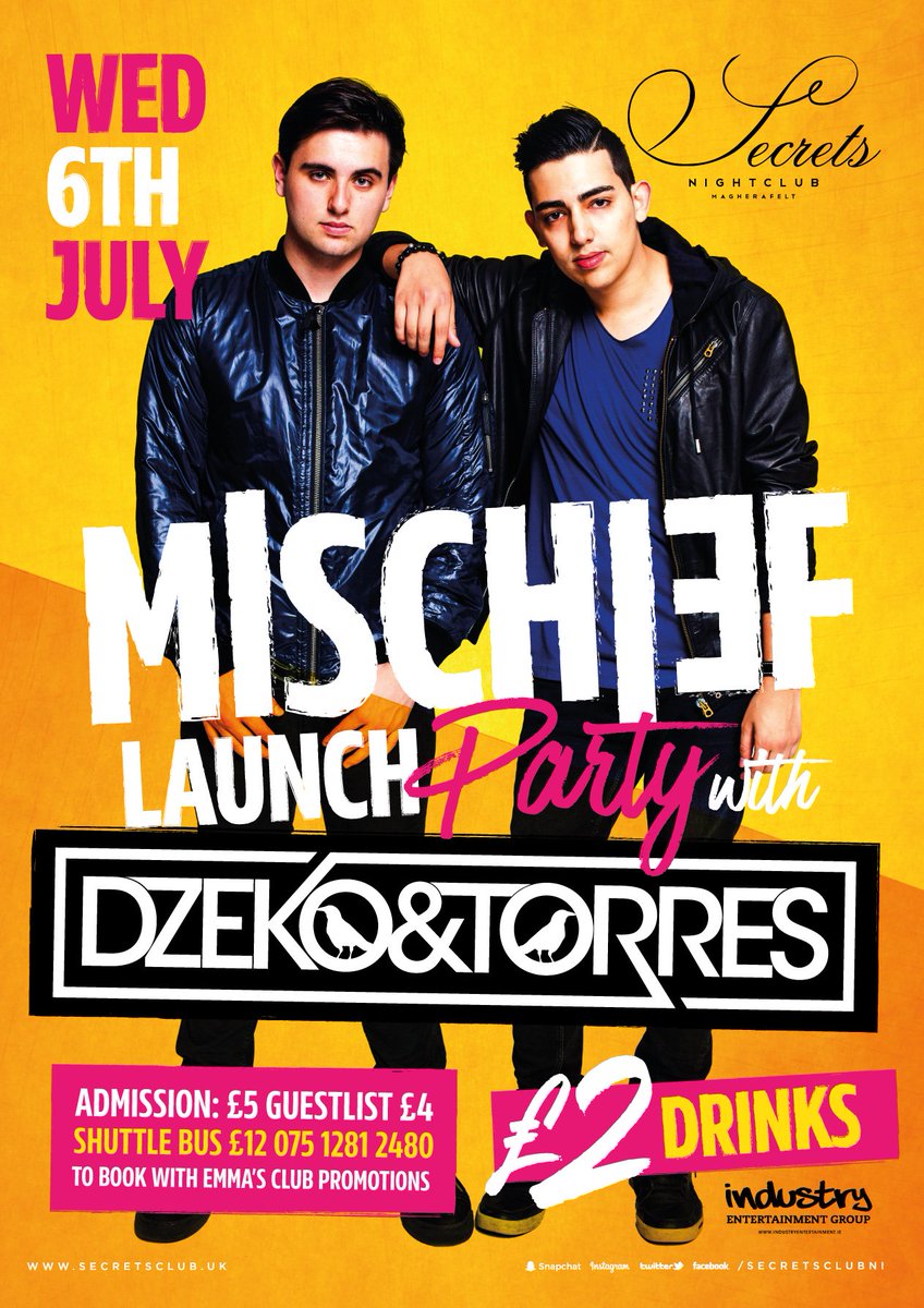 🎉 MISCHIEF tomorrow • RT to win a Bar Tab or VIP 

@DzekoandTorres on the decks 🍸£2 drinks ⚠️ shuttle bus full