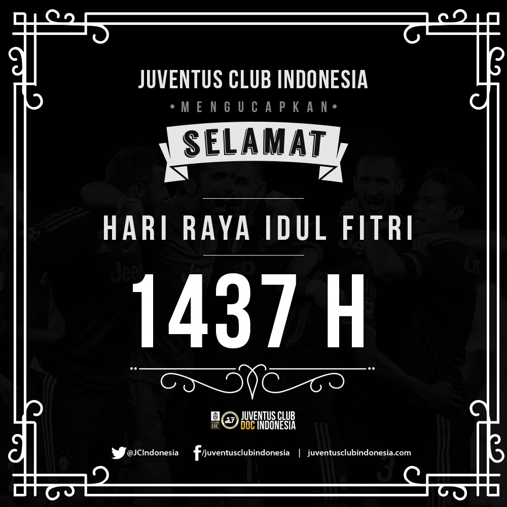 Keluarga besar Juventus Club Indonesia mengucapkan Selamat Hari Raya Idul Fitri 1437H. Mohon Maaf Lahir &amp; Batin.
