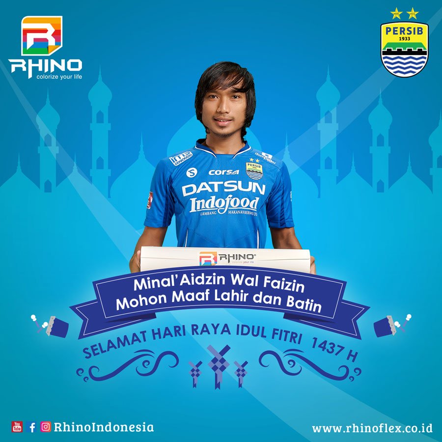 persib's tweet photo. Selamat Hari Raya Idul Fitri 1437 H dari Rhino Official Mohon maaf lahir &amp; batin https://t.co/Tpr7yQsu8T
