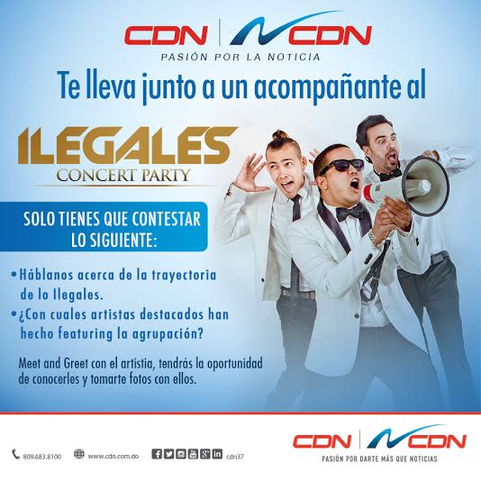 cdn37's tweet photo. Si eres fans de Los Ilegales, #NCDN te lleva junto a un acompañante al “Ilegales Concert Party”. https://t.co/1zOujquren