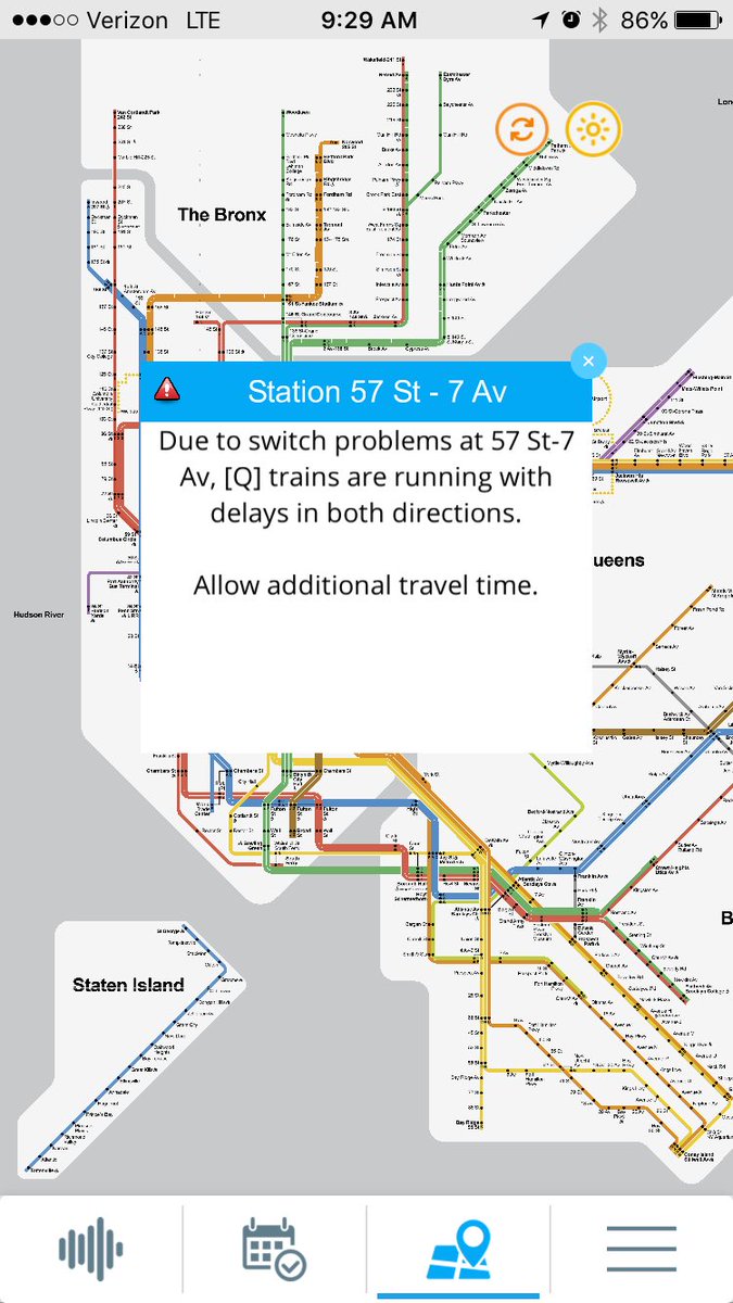 TravAlarm's tweet photo. Due to switch problems Q trains are running with delays #nyc #mta https://t.co/ic8RbGjRPQ