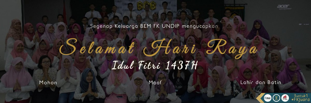 Segenap keluarga BEM FK UNDIP mengucapkan Selamat Hari Raya Idul Fitri 1437 H. Mohon maaf lahir dan batin :)