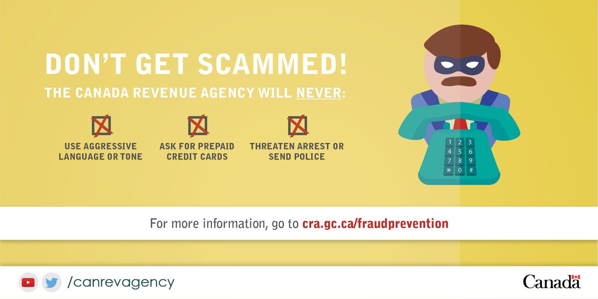 BrantfordPolice's tweet photo. BPS is receiving numerous complaints of the CRA Scam... REMEMBER CRA will NEVER do the following: https://t.co/Pa8Kl6pQ9k