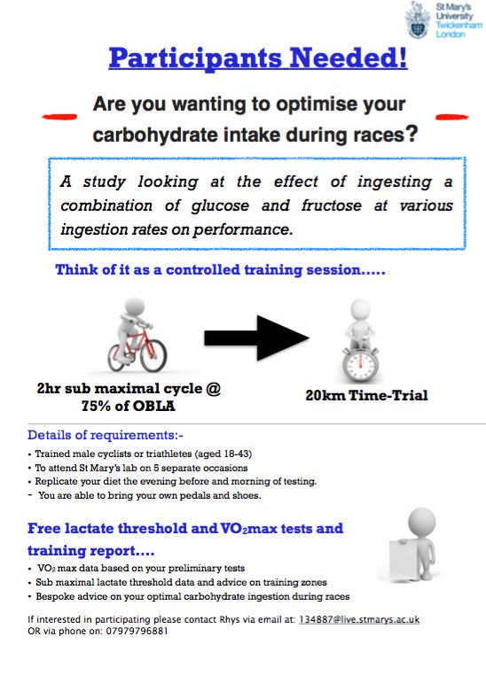 <a href="/KingfisherTri/">Kingfisher Tri</a> Pls RT. Participants needed for MSc research <a href="/StMarysSportSci/">St Marys Sport Sci</a>. Male cyclists/triathletes aged 18-43