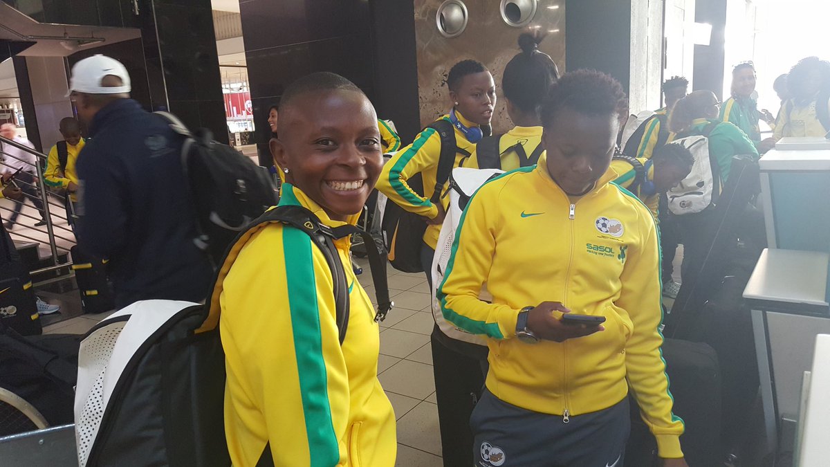 Banyana_Banyana's tweet photo. Time to fly out. @Banyana_Banyana at OR Tambo International airport about to depart for the @ussoccer_wnt @SasolSA https://t.co/lsfZzYGhX4