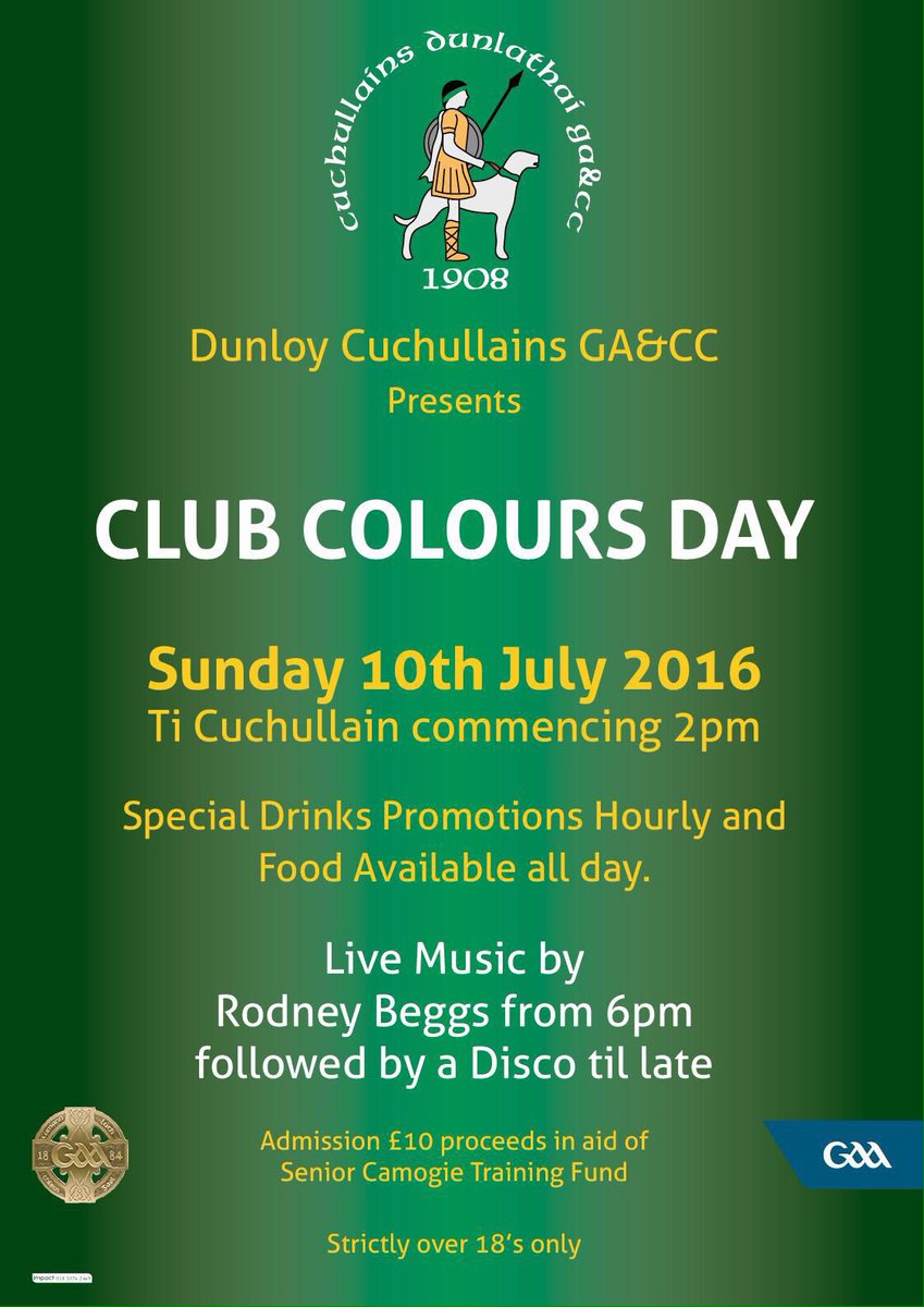 @CamogiePro Club colours fund raiser for Camogie training funds. Get your own clubs colours on and come along!