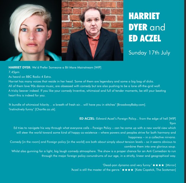 #ShinyNew5 17/7/16
<a href="/edwardaczel/">Edward Aczel</a>: Foreign Policy...; 9pm; £8
Multipass w/ @Dyerlinquent £10
lanterntheatreliverpool.co.uk/?post_type=eve…
