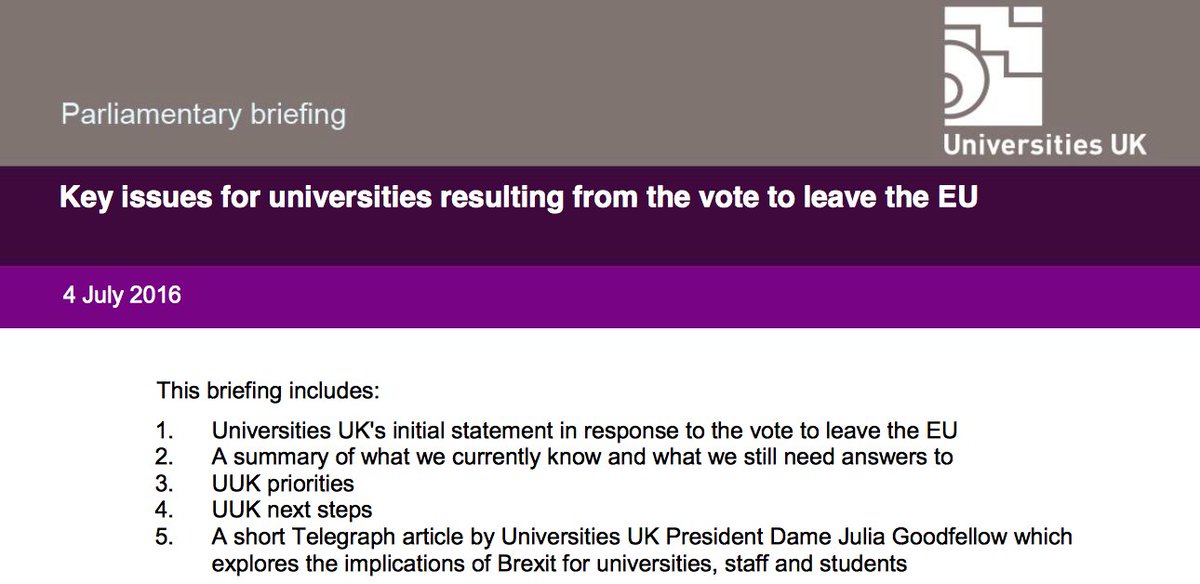 Universities UK’s Parliamentary briefing on #Brexit ow.ly/rY17301Ws6y #DailyBUzz by @hanamorel  #EUref