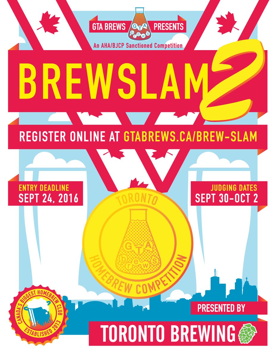 GTABrews's tweet photo. Announcing #BrewSlam2 our 2016 Nation-wide #homebrew #brewcomp! This Sept! Announcement: https://t.co/Z4EOOHVk9E https://t.co/QnFG94NnNM