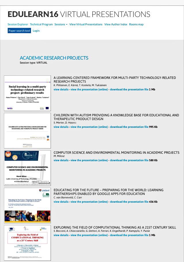 Check here presentations of delegates that couldn't attend to #Edulearn16 #virtualtrack iated.org/concrete3/virt…