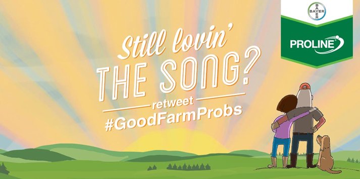 Bayer4CropsCA's tweet photo. Retweet if you still love the Proline fungicide #GoodFarmProbs song from 2015 #Spray16 https://t.co/M53gvht1cT https://t.co/TTwiTr2Kj9