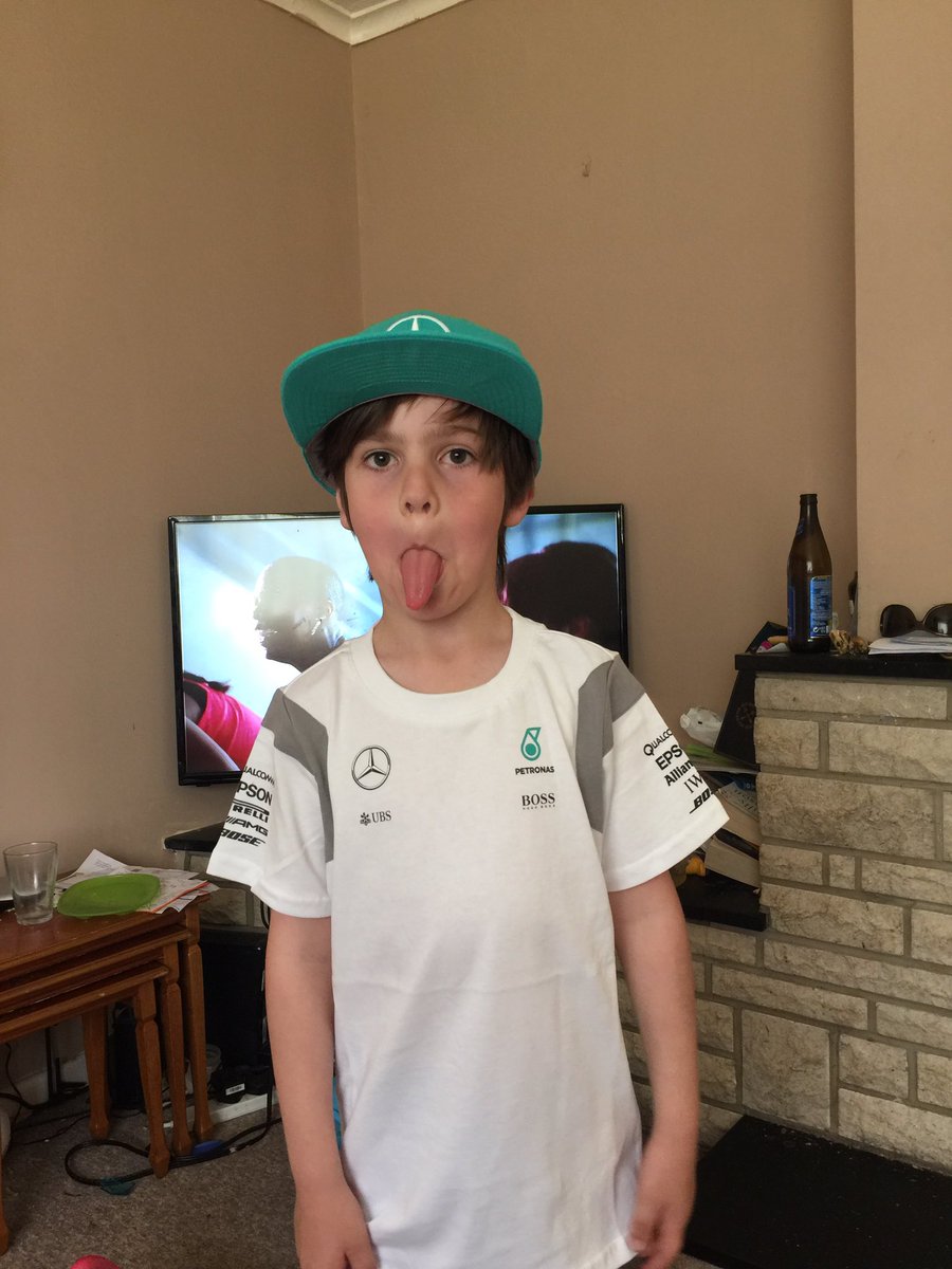 DaddyDouble's tweet image. Hey @LewisHamilton @MercedesAMGF1 thanks for the shirt &amp;amp; hat. Alfie is excited to see you this weekend! #britishgp