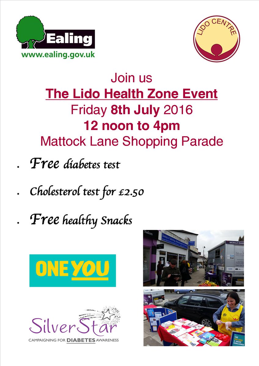 #HealthZone St Johns Parade Mattock Lane W13 9LL 11am-3pm 8th July #Diabetes #Awareness what can #ONEYOU do for you