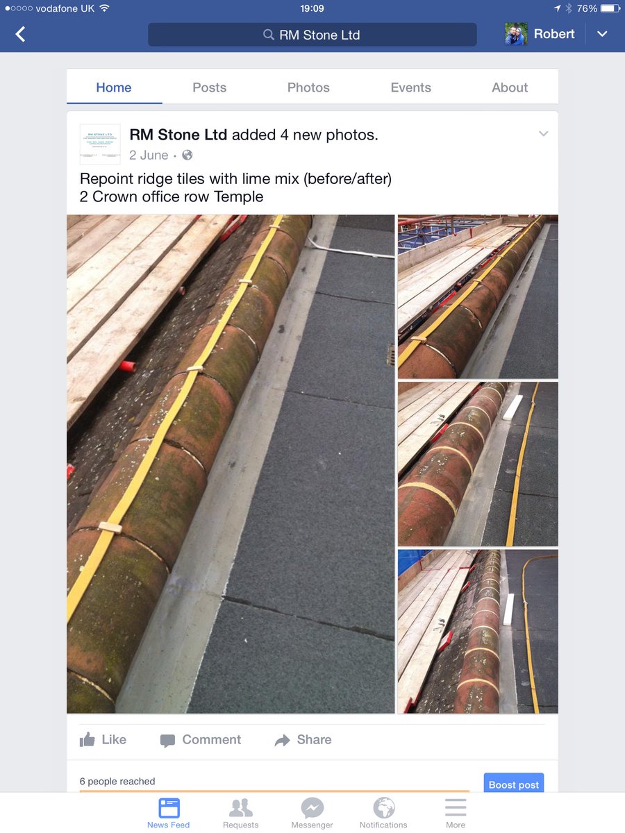 rmstoneltd's tweet photo. Repoint ridge tiles with lime mix (before/after) 
2 Crown office row Temple https://t.co/y0EghFckfZ